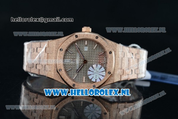 Audemars Piguet Royal Oak Swiss Quartz Rose Gold Case with Grey Dial and Rose Gold Bracelet (EF) - Click Image to Close